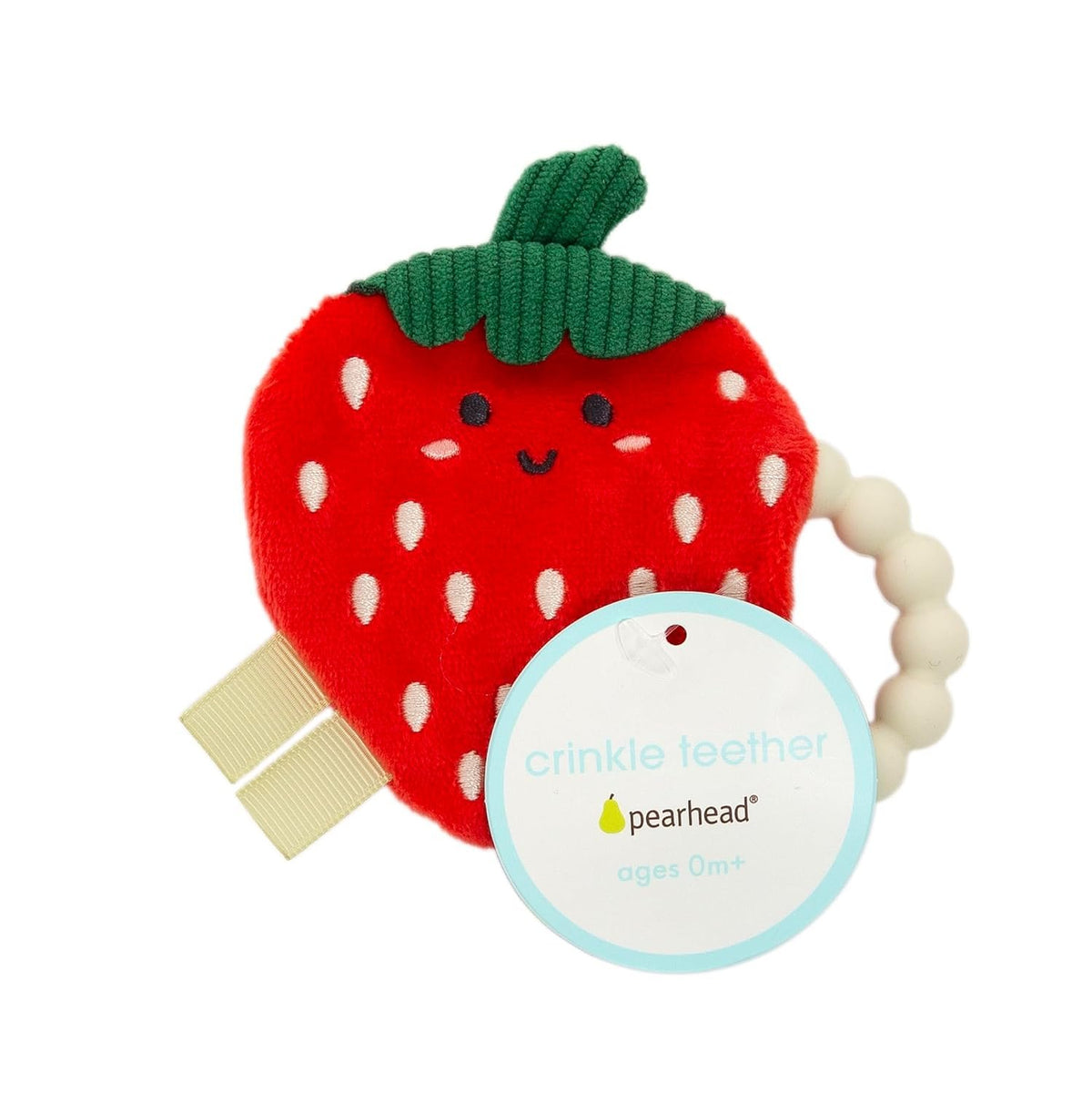 Pearhead Strawberry Plush Sensory Baby Teether