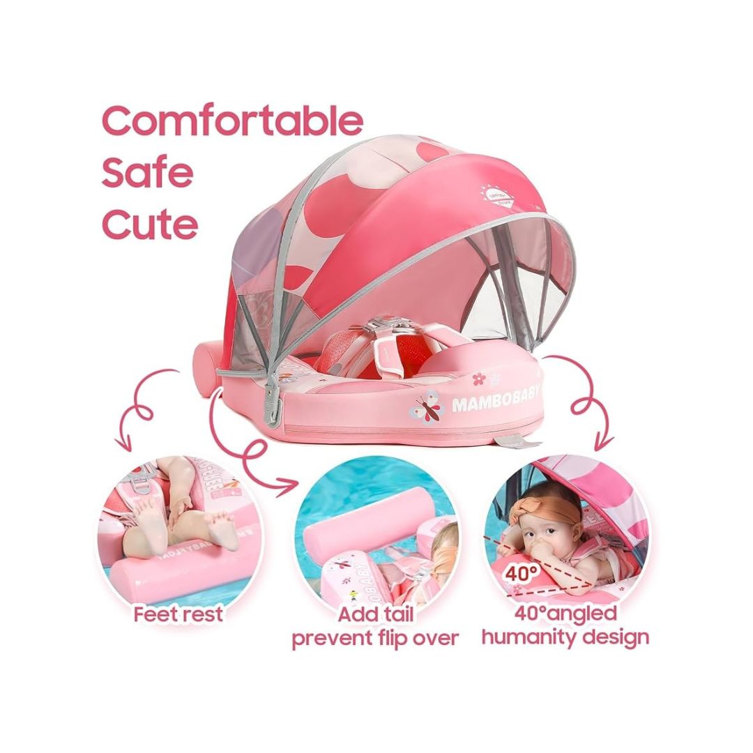 Mambobaby Non-Inflatable Chest Baby Float with Canopy – Butterfly Edition