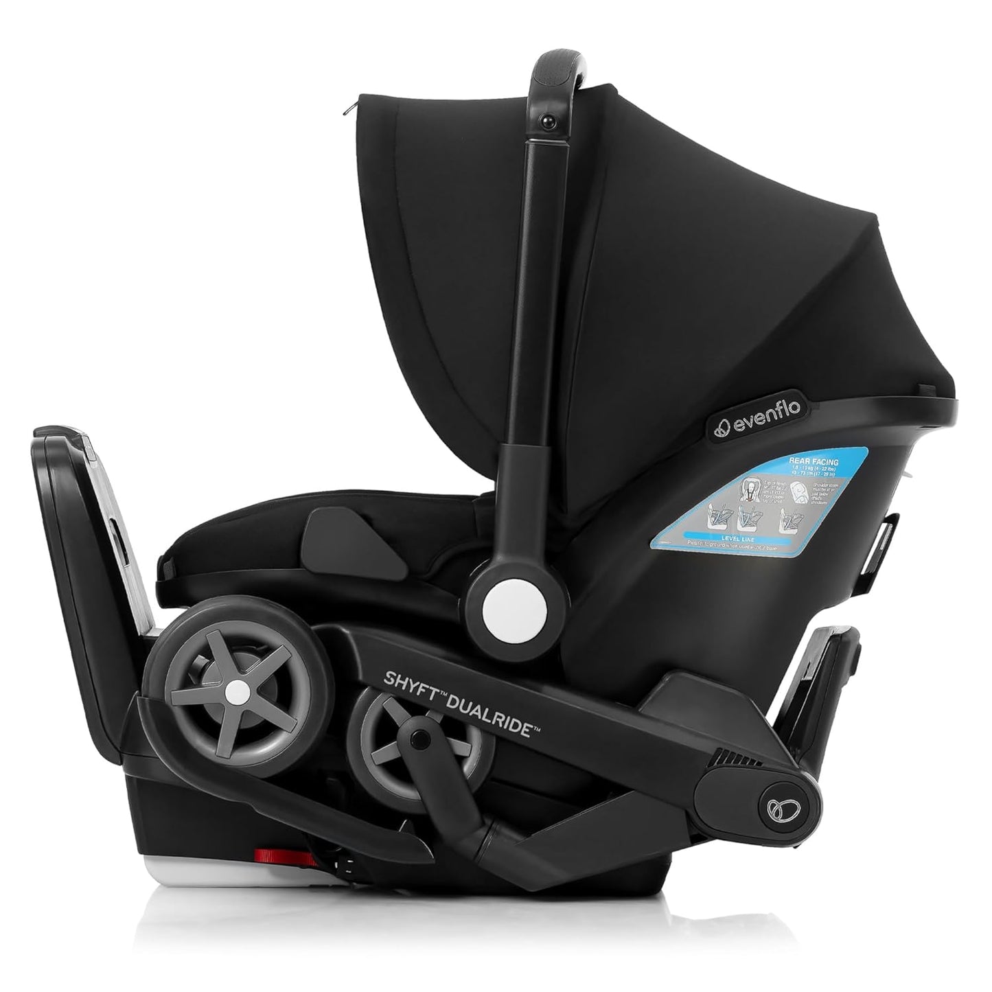 Evenflo Shyft DualRide Infant Car Seat - Stroller Combo with Carryall Storage Beaufort Black