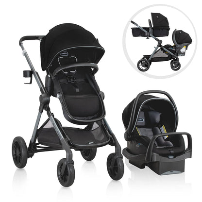 Evenflo Pivot Xpand Modular Travel System with LiteMax Infant Car Seat Ayrshire Black
