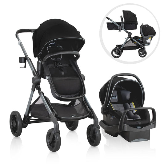 Evenflo Pivot Xpand Modular Travel System with LiteMax Infant Car Seat Ayrshire Black