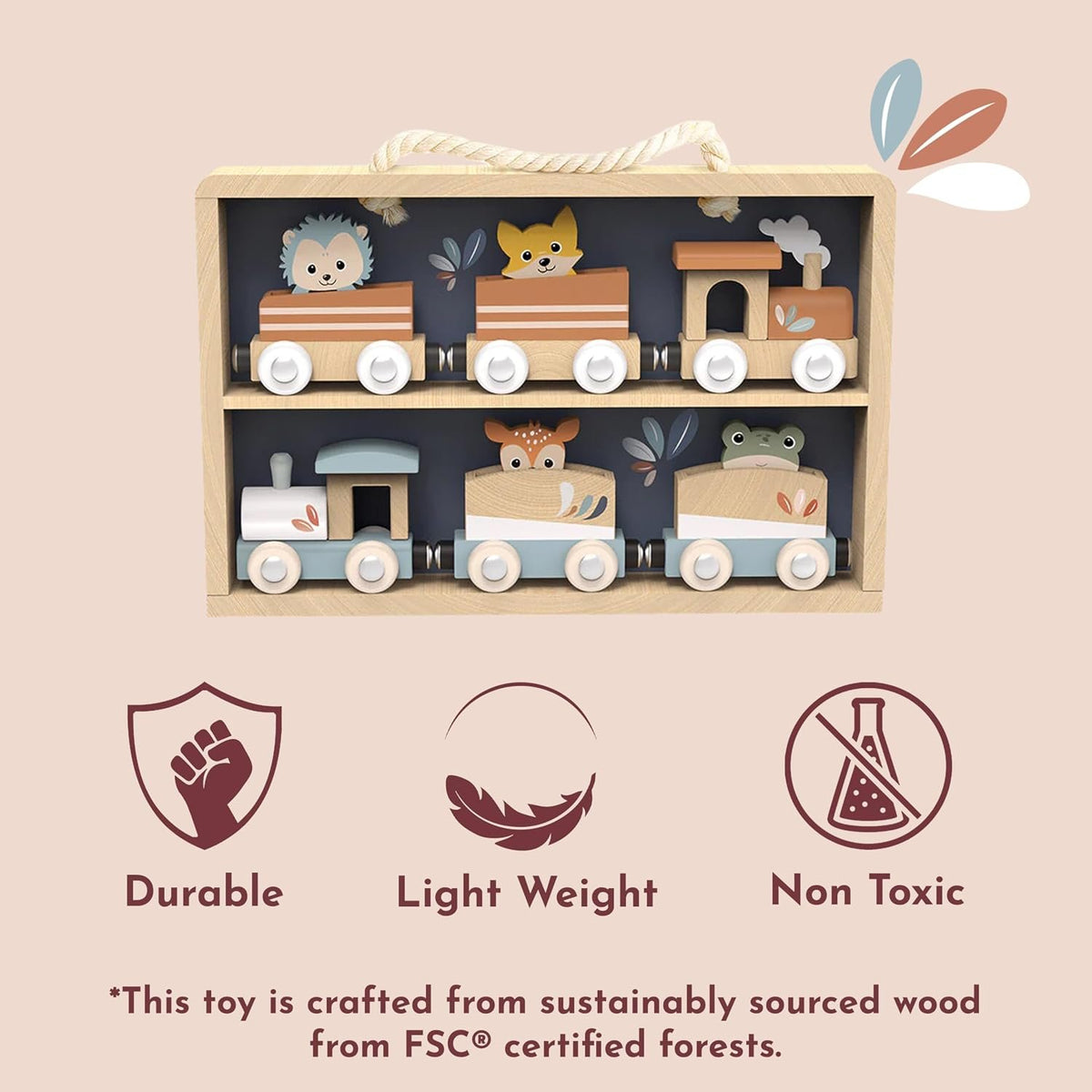 Speedy Monkey Wooden Animal Train Set with Storage Case