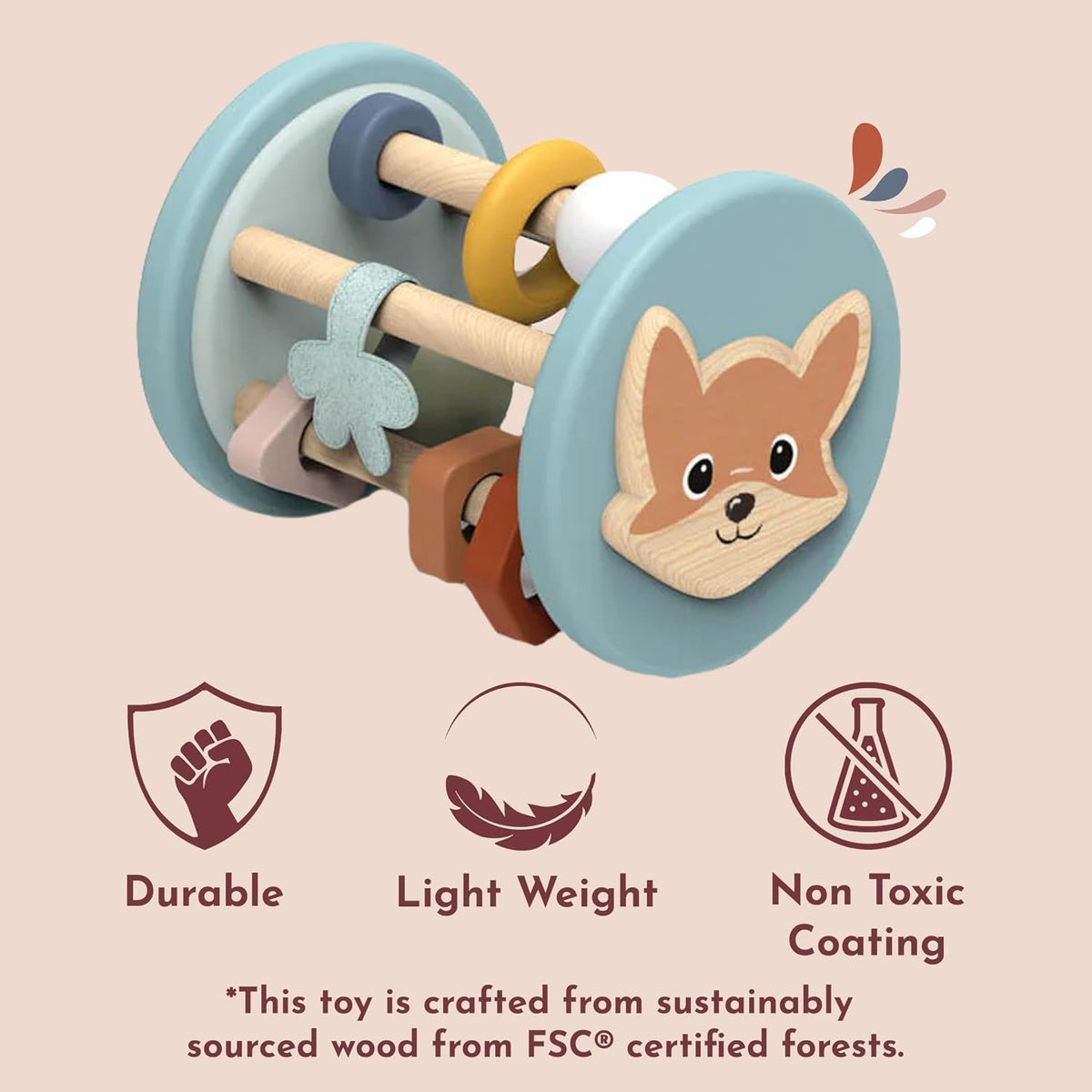 Speedy Monkey Fox Roller Rattle Baby Toy