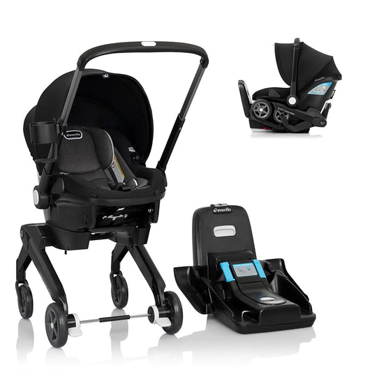 Evenflo Shyft DualRide Infant Car Seat - Stroller Combo with Carryall Storage Beaufort Black