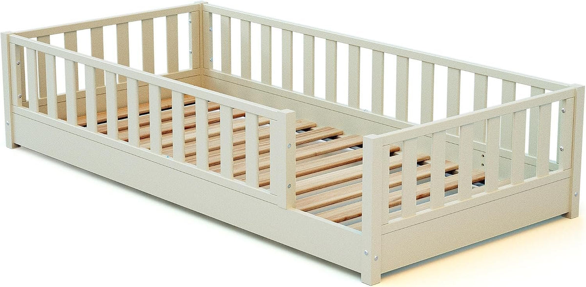 Jurababy: Lit au Sol SONHO Mini (70 x 140 cm) - Montessori Wooden House Bed