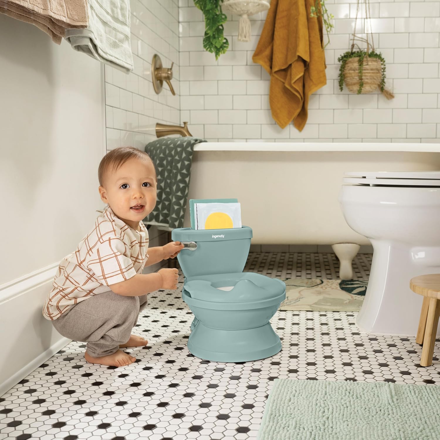 Potty Training Toilet with Realistic Flushing Sound- Green – babybuzzlb