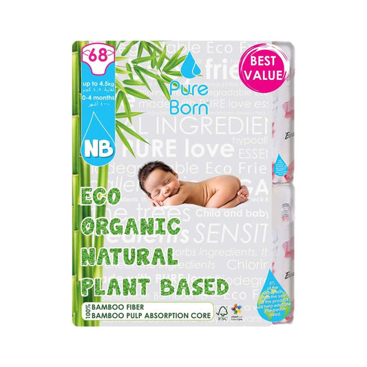 Pure Born Newborn Disposable Diapers (2–5kg) – 68 Pcs
