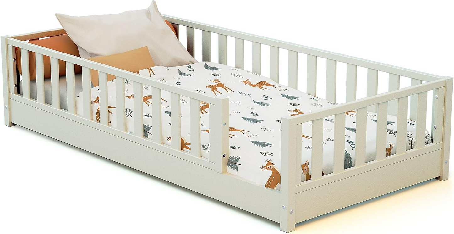 Jurababy: Lit au Sol SONHO Mini (70 x 140 cm) - Montessori Wooden House Bed