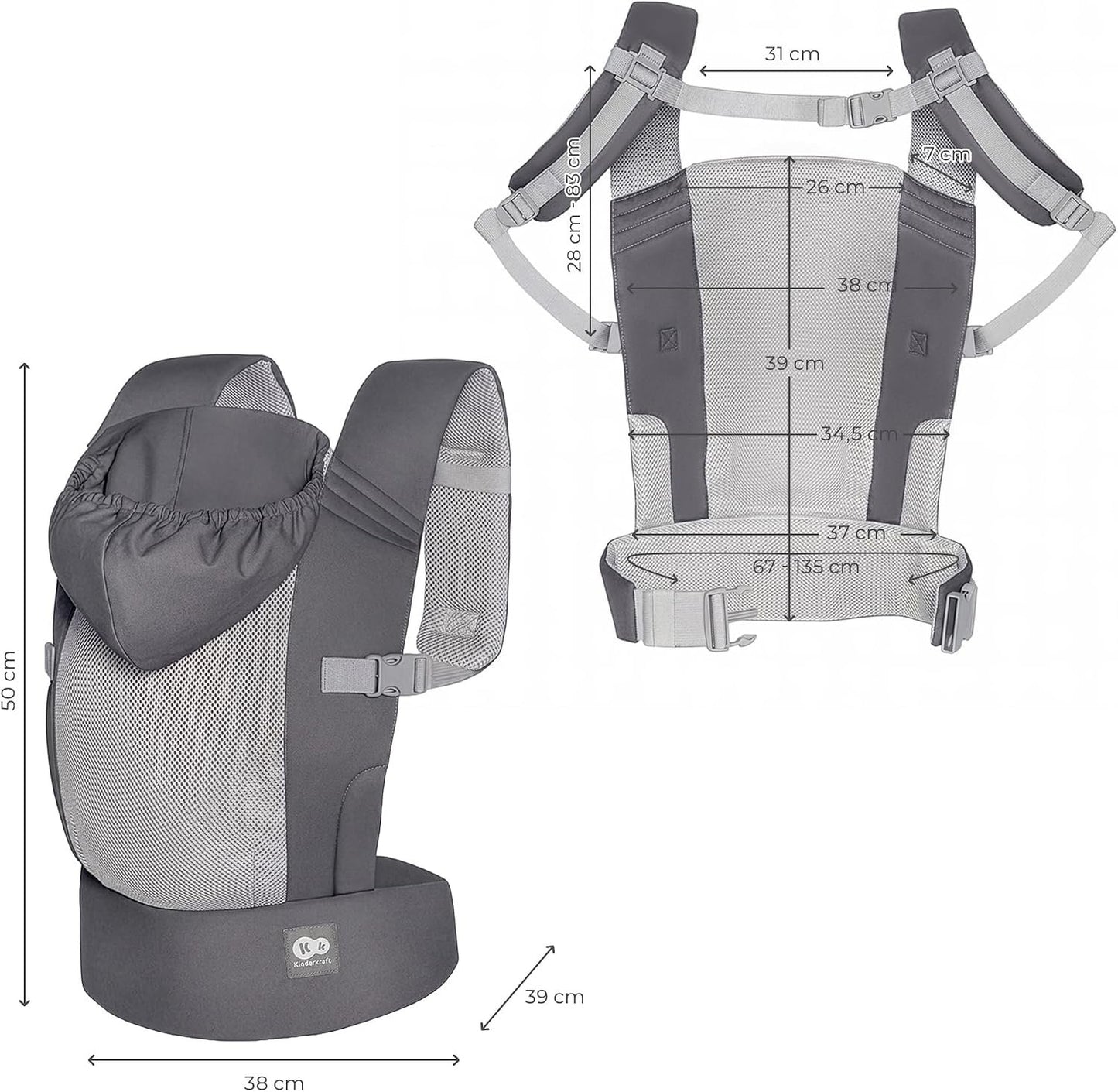 Kinderkraft: CARRYBEE Ergonomic Baby Carrier (Gray)