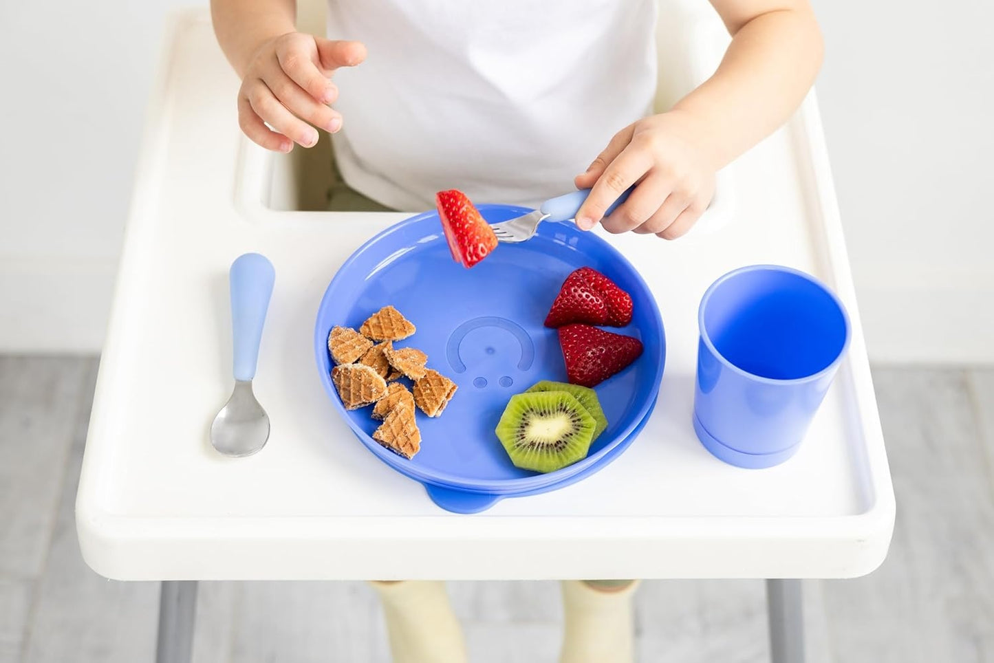 Ubbi: Toddler Stainless Steel Fork & Spoon Set (4-Pack) – Blue & Green