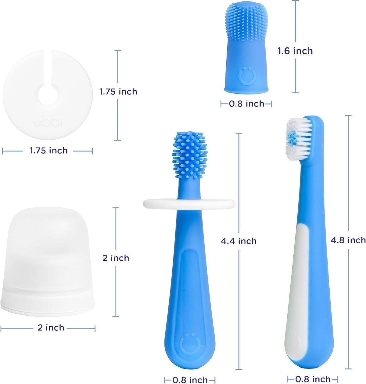 Ubbi Grow with Me Toothbrush Training Set – 3-Piece Set (Polaris Blue)