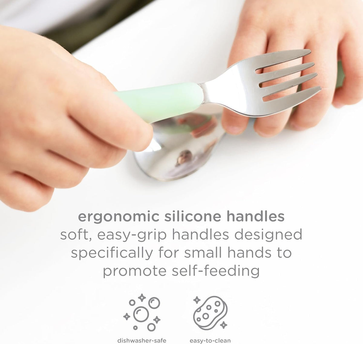 Ubbi Stainless Steel Utensil Set – Smoothie Purple & Sugar Snap