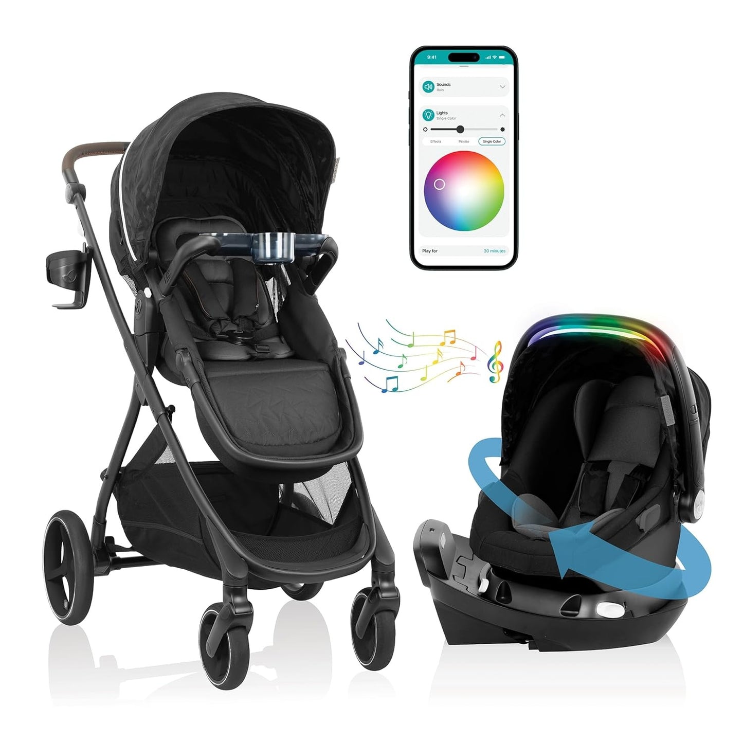 Evenflo®: Shyft™ Intuiti+ Travel System with Revolve180™ LiteMax™ NXT & SensorySoothe™