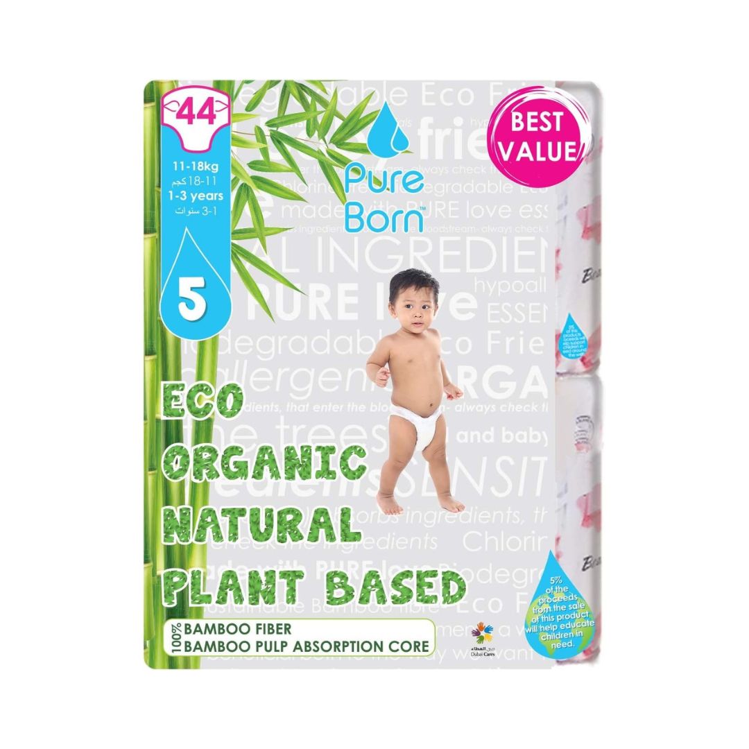 PureBorn Disposable Baby Diapers Size 5-Pineapple Print