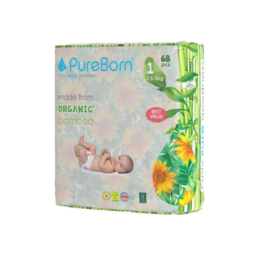 Pureborn Double Pack Nappies Size 1