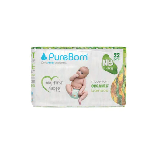 PureBorn Organic Bamboo Unisex Nappies Size 1 (1-3kg)