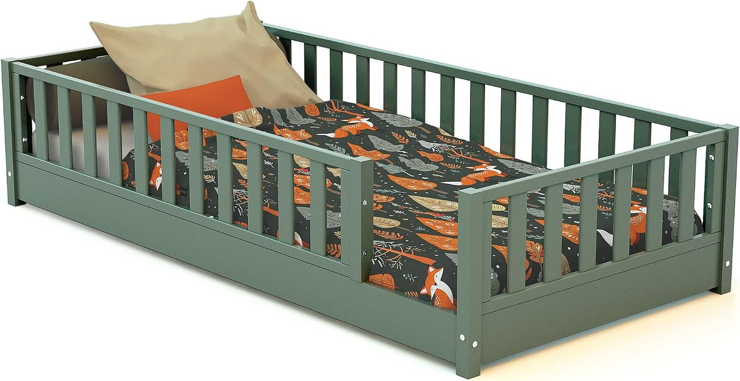 Jurababy: Floor Bed SONHO Mini (70 x 140 cm) - Montessori Wooden House Frame Bed