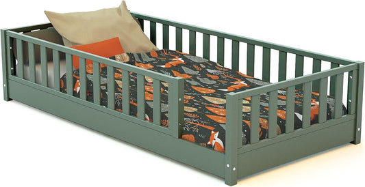 Jurababy: Floor Bed SONHO Mini (70 x 140 cm) - Montessori Wooden House Frame Bed