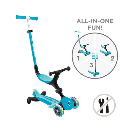Globber GO UP Active Lights 360 Scooter 3-in-1 Ride-On, Walking Bike & Scooter