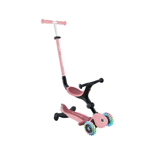 Globber GO UP Active Lights 360 Ride-On Scooter – Pastel Pink  3-in-1 Scooter with Seat