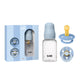 Baby Sprinkle Gift Set (Glass Bottle & Pacifiers) – Baby Blue