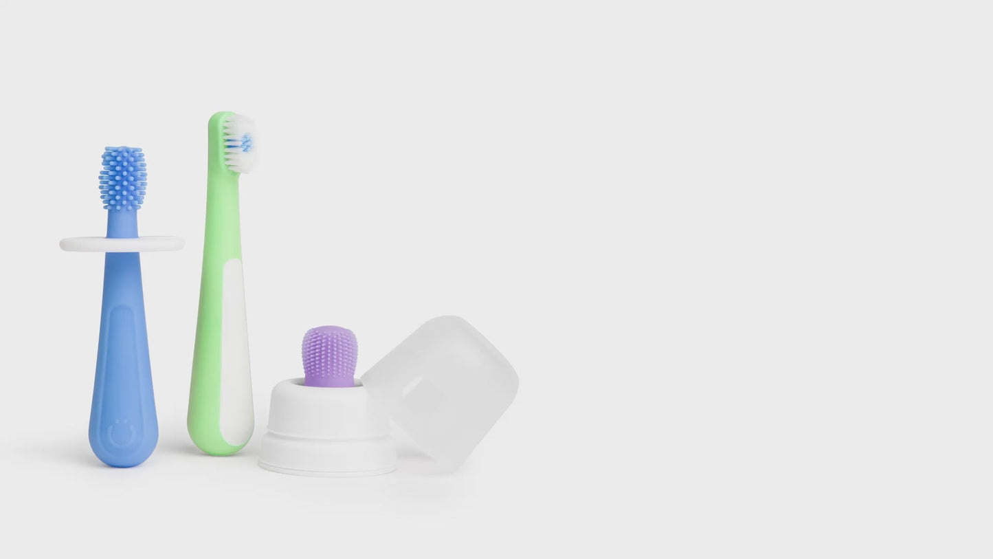 Ubbi: Toddler Training Toothbrush Set – Polaris Blue & Zest Green