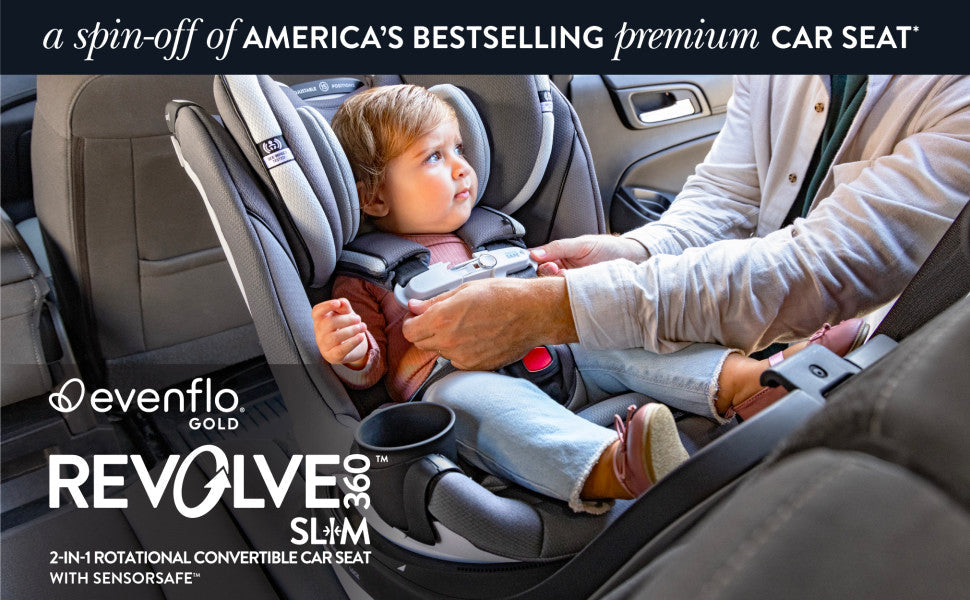 Evenflo Revolve360 Slim 2-in-1 Rotational Car Seat with SensorSafe obsidian black