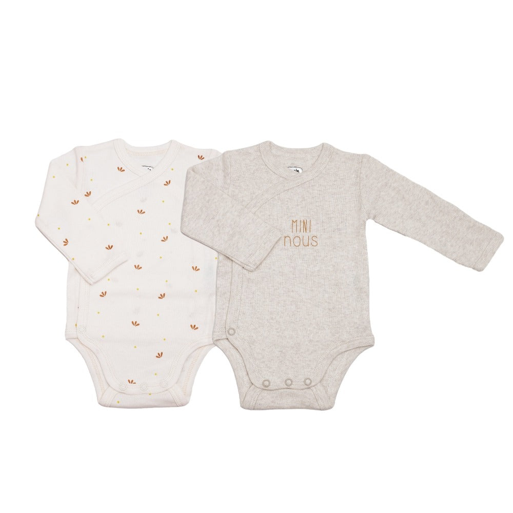 Set of 2 Long-Sleeve Baby Bodysuits