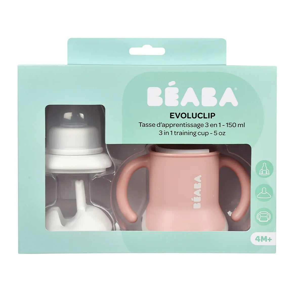BÉABA: 3-in-1 Evoluclip Training Cup – Pink