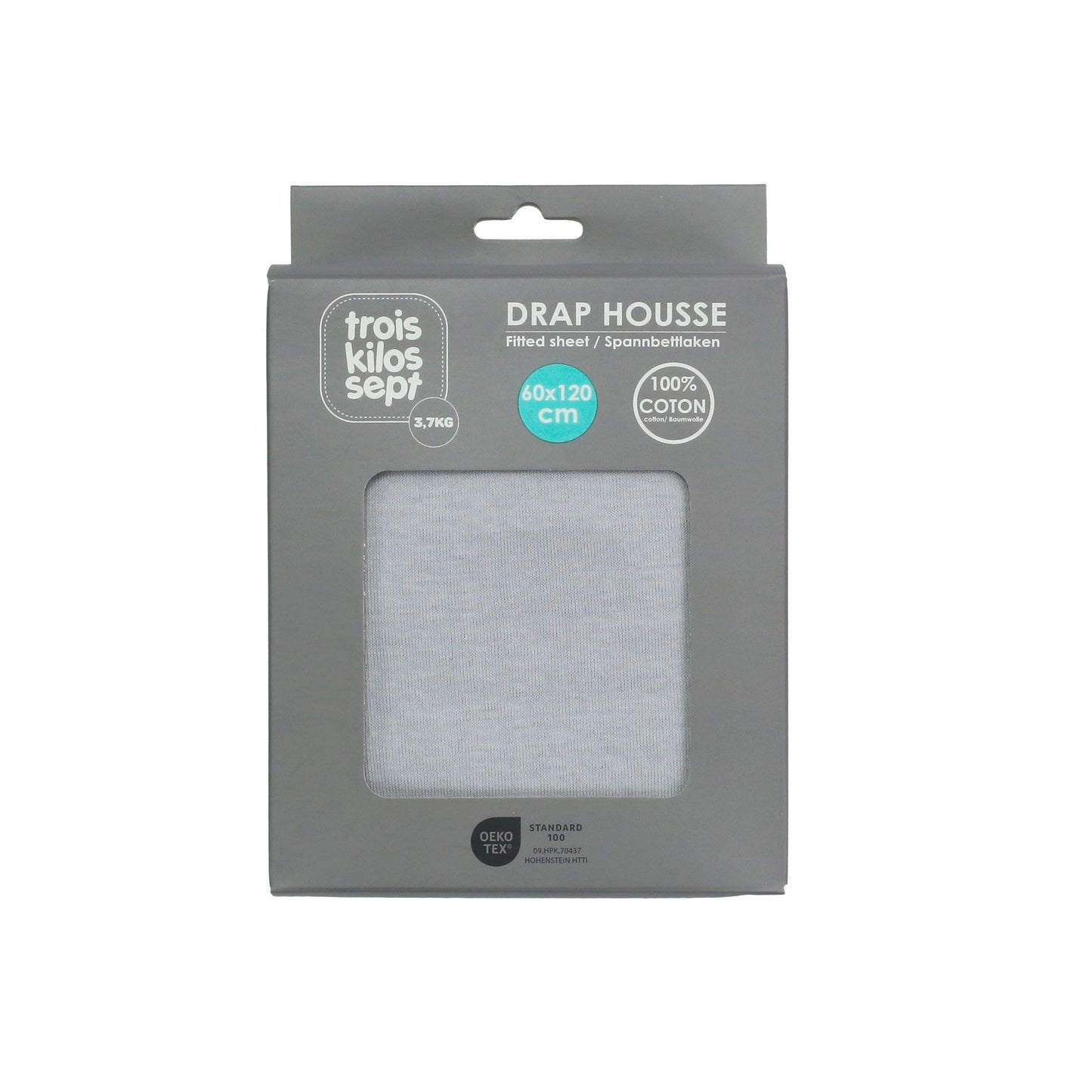 Grey Fitted Crib Sheet (60x120 cm)