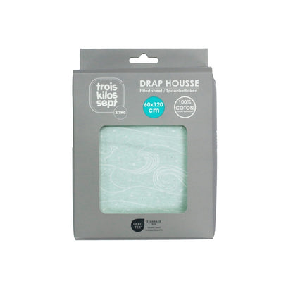 Baby fitted sheet - Sea green with ocean patterns