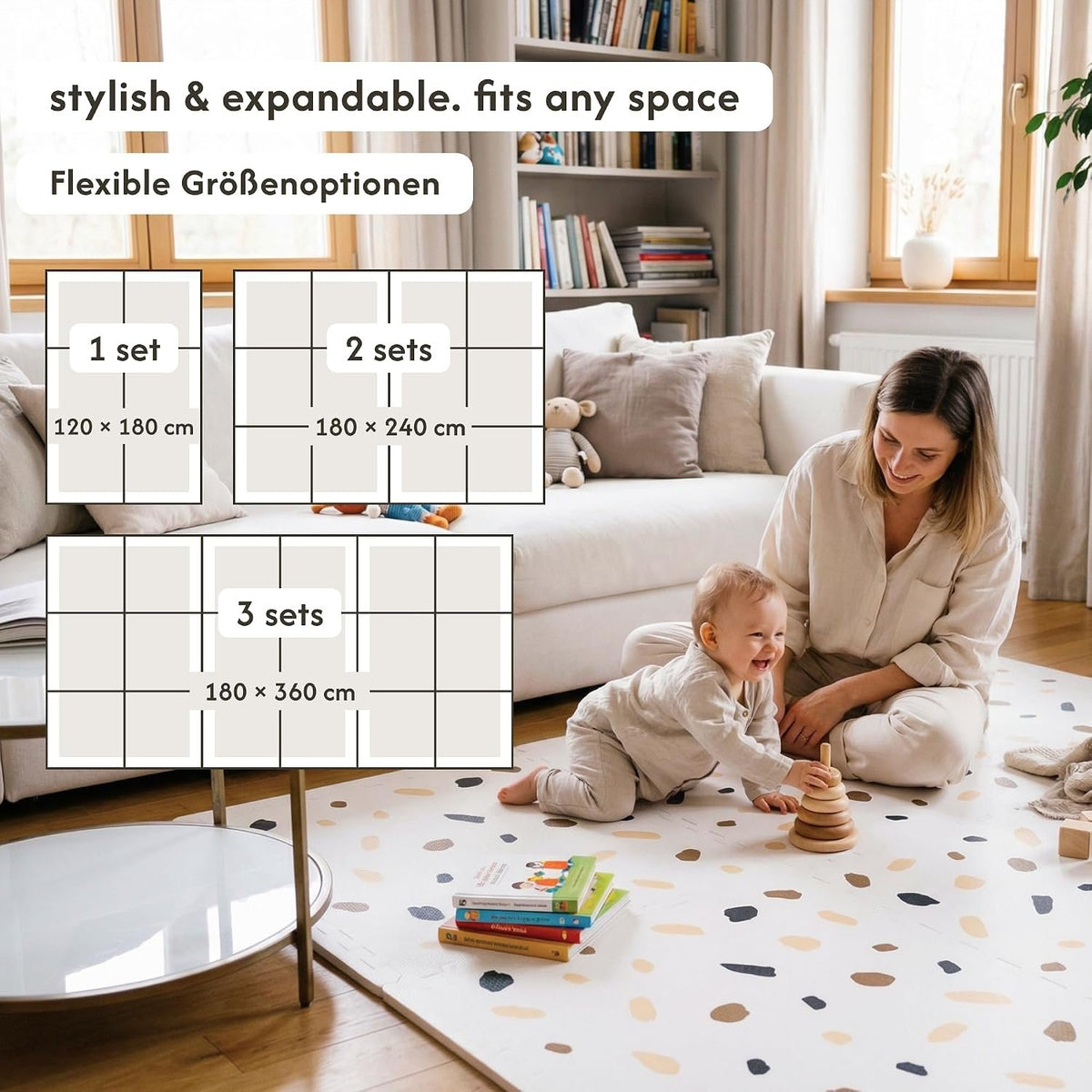 Stylish XXL Foam Baby Play Mat – Terrazzo Design (1.8m x 1.2m)