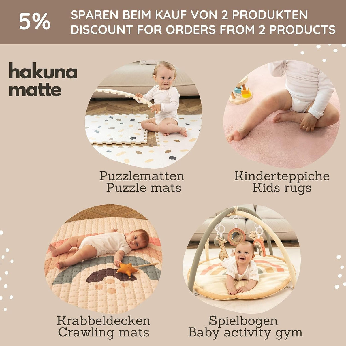 Hakuna Matte Stylish XL Puzzle Mat – Hygge Sand (1.7m x 1.2m)