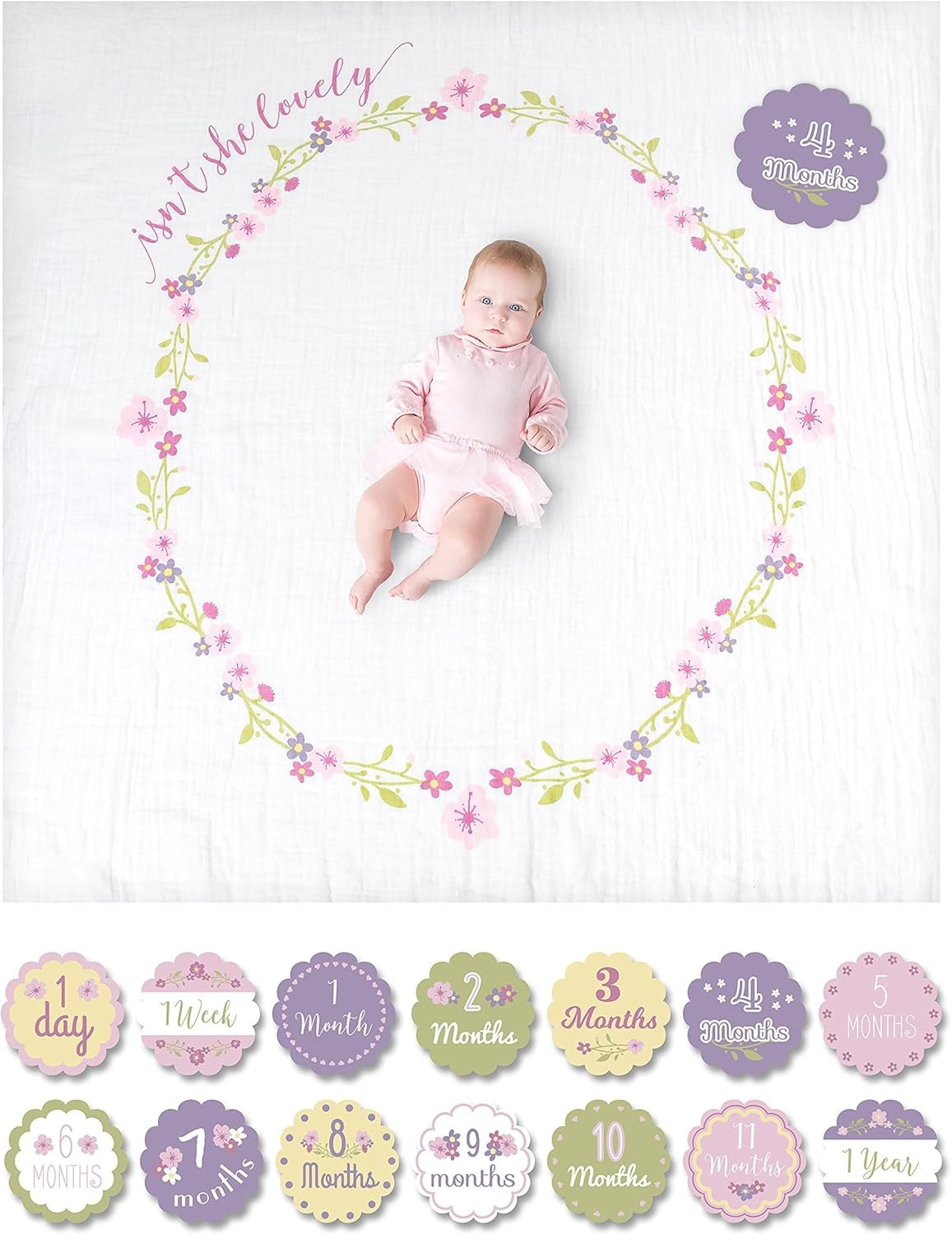 Lulujo: Baby’s First Year Milestone Blanket and Card Set (Isn't She Lovely)