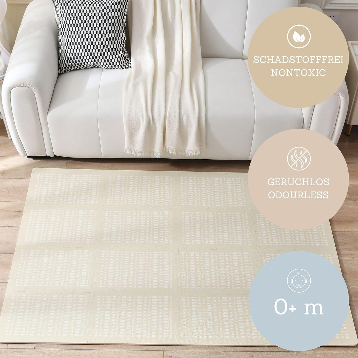 Stylish XL Foam Baby Play Mat – Beige Hygge Design