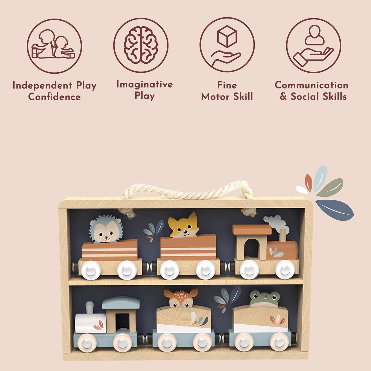 Speedy Monkey Wooden Animal Train Set with Storage Case