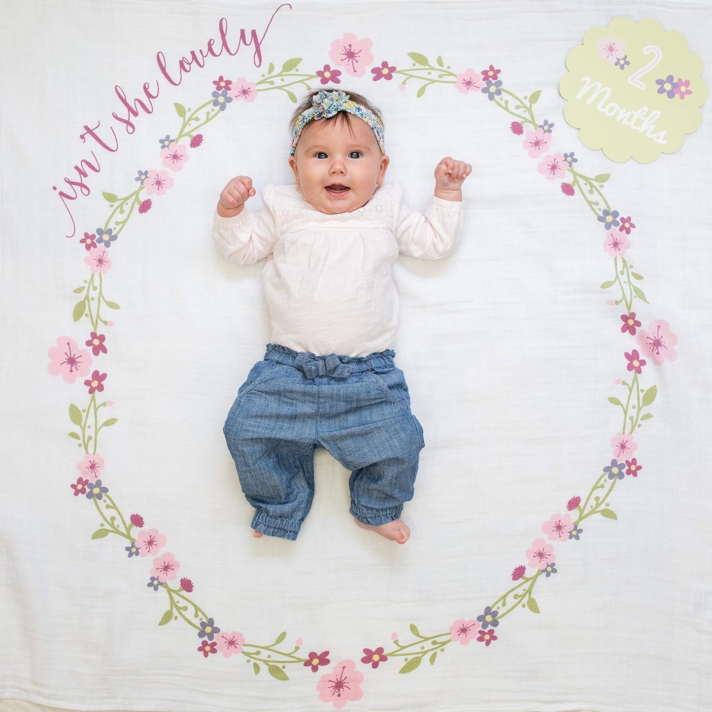 Lulujo: Baby’s First Year Milestone Blanket and Card Set (Isn't She Lovely)