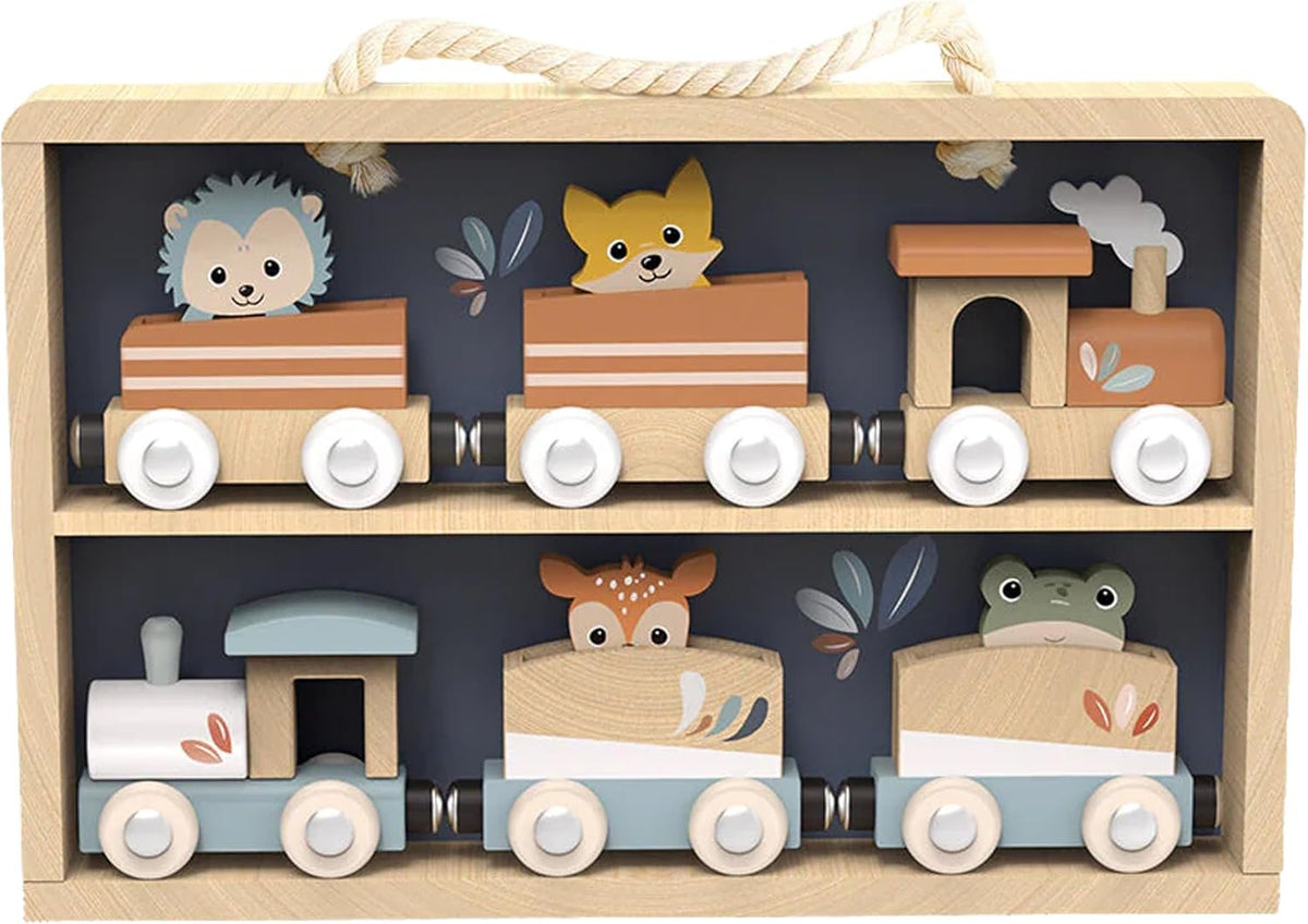 Speedy Monkey Wooden Animal Train Set with Storage Case