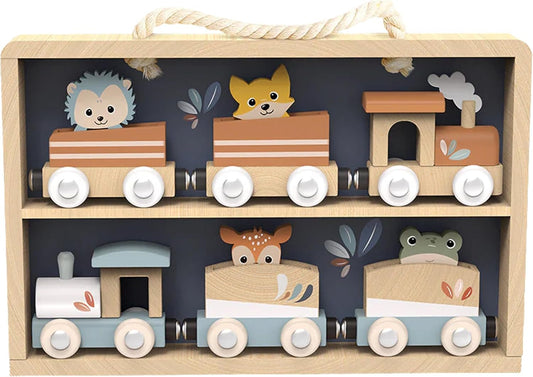 Speedy Monkey Wooden Animal Train Set with Storage Case