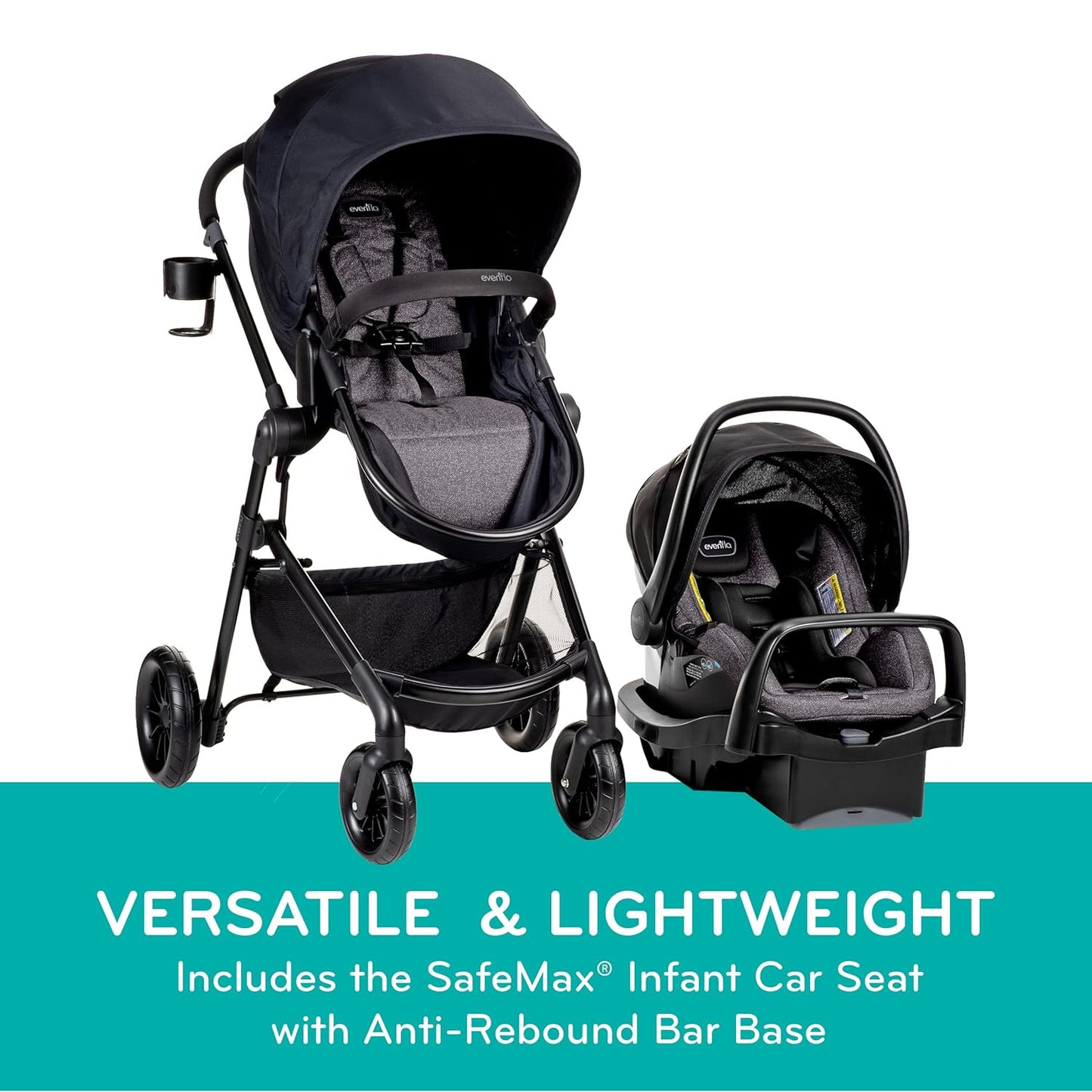 Evenflo Pivot Modular Travel System with LiteMax Infant Car Seat Casual Gray