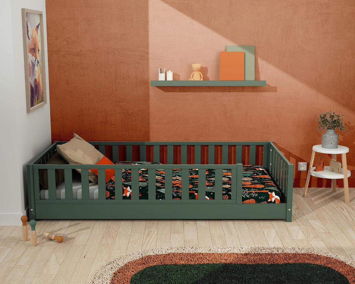 Jurababy: Floor Bed SONHO Mini (70 x 140 cm) - Montessori Wooden House Frame Bed