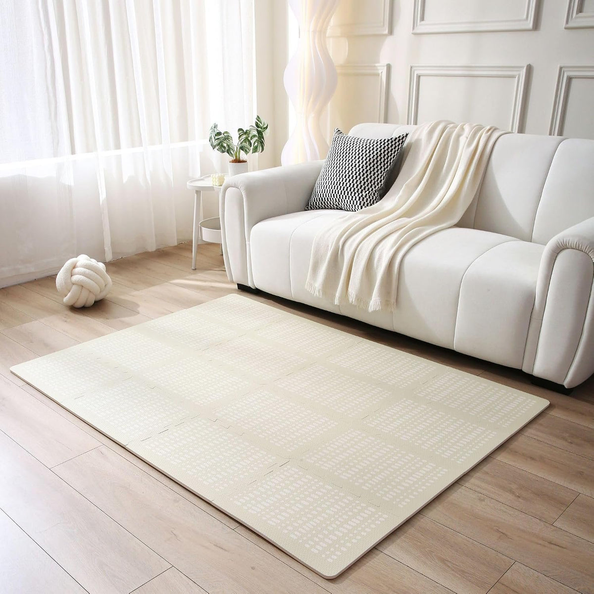 Stylish XL Foam Baby Play Mat – Beige Hygge Design