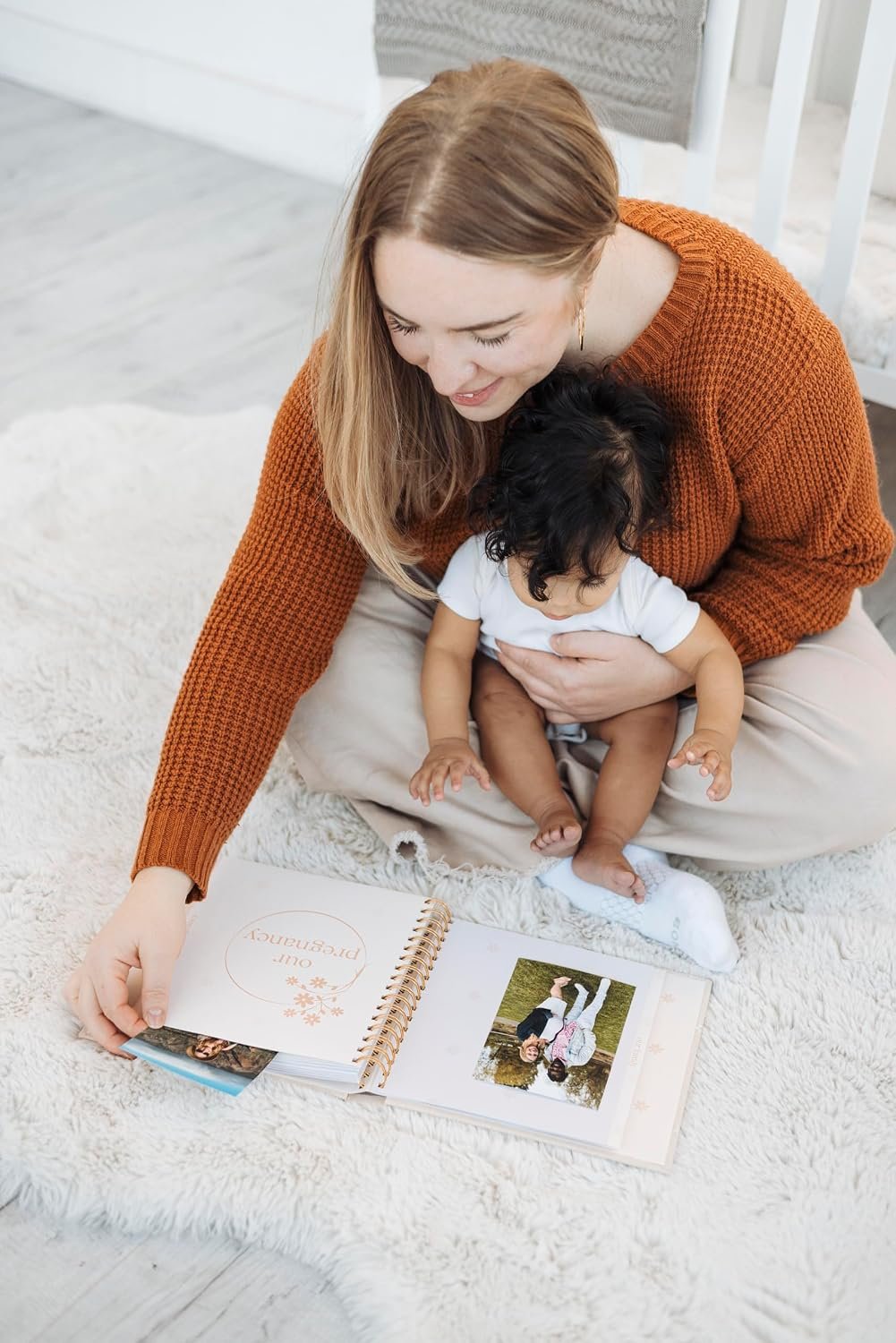 Pearhead Floral Linen Baby Memory Book – Beige & White Keepsake Scrapbook