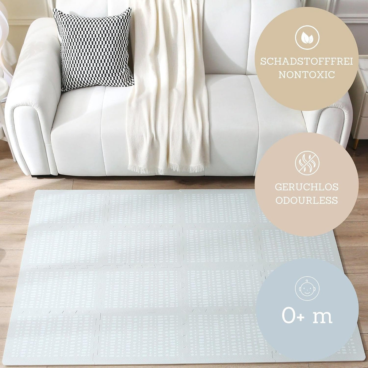 Stylish XL Foam Baby Play Mat – Grey Hygge Design