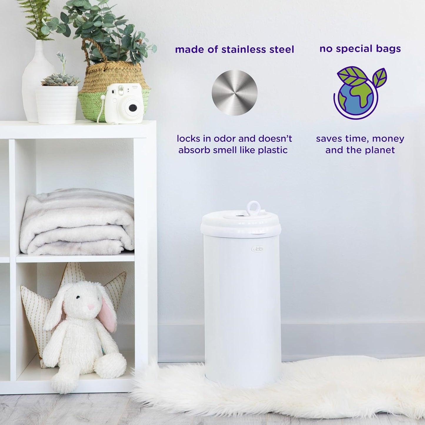 Ubbi: Steel Odor-Locking Diaper Pail – Gray