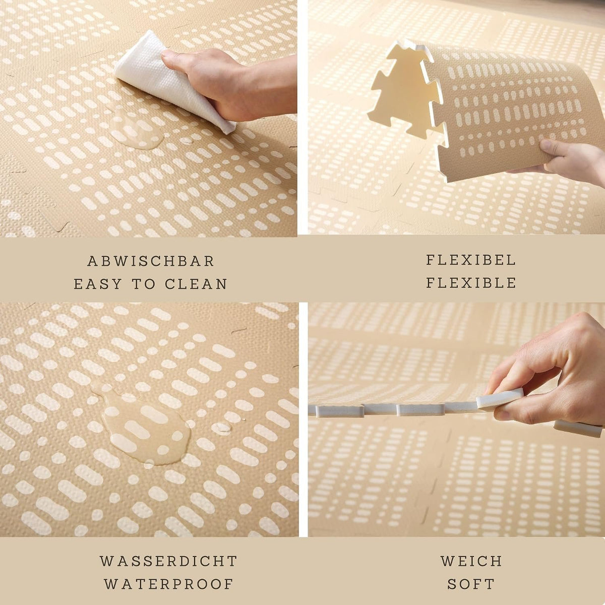 Stylish XL Foam Baby Play Mat – Beige Hygge Design