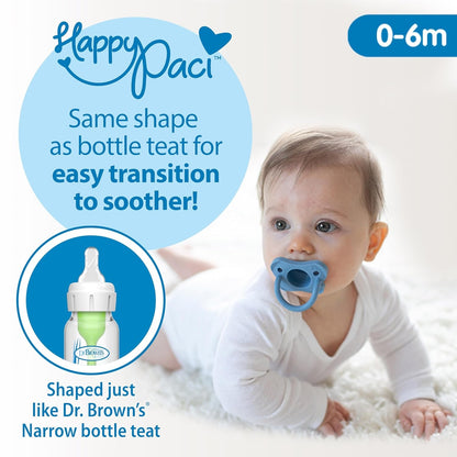 Dr. Brown’s HappyPaci Silicone One-Piece Soother (0-6m) – Blue