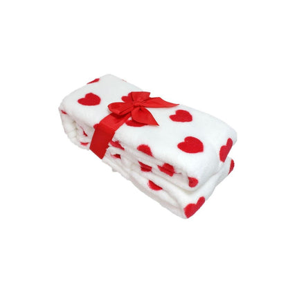 Valentine’s Day Teddy Bear & Heart-Patterned Cuddly Blanket Set