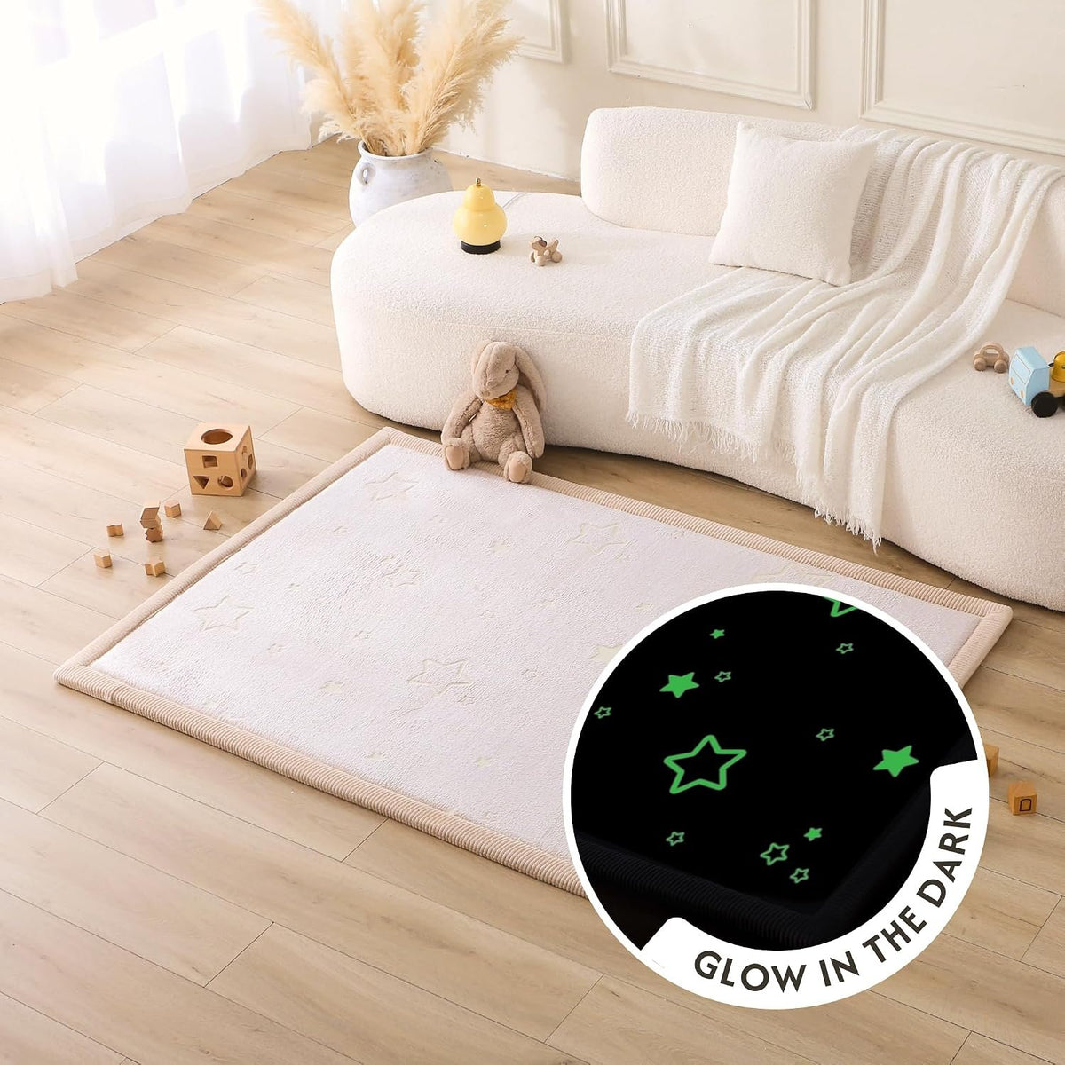 Hakuna Matte Premium Coral Velvet Play Mat – Glow in the Dark Stars