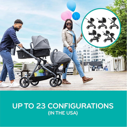 Evenflo Pivot Xpand Modular Travel System with LiteMax Infant Car Seat Ayrshire Black